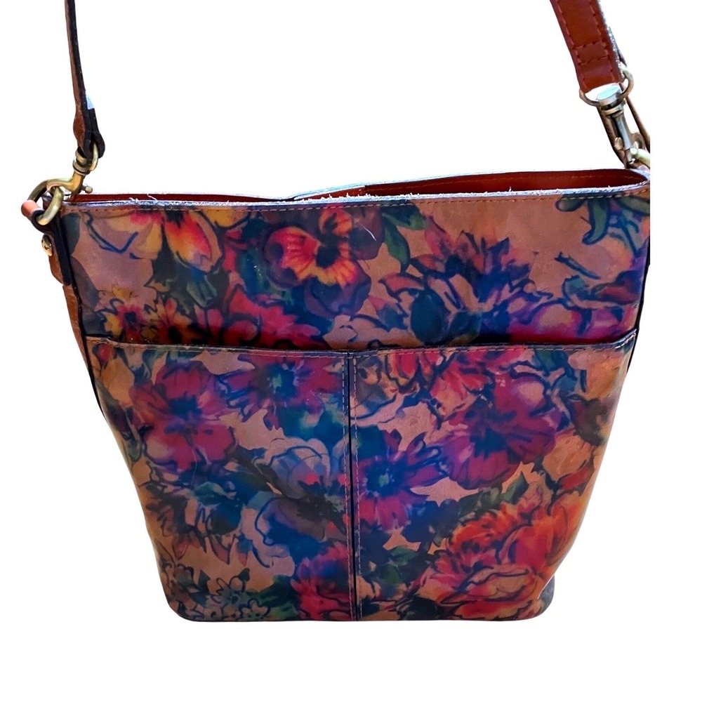 Patricia Nash Harper Leather Shoulder Bag Summer Drawing Boho Tote Purse - Picture 3 of 8